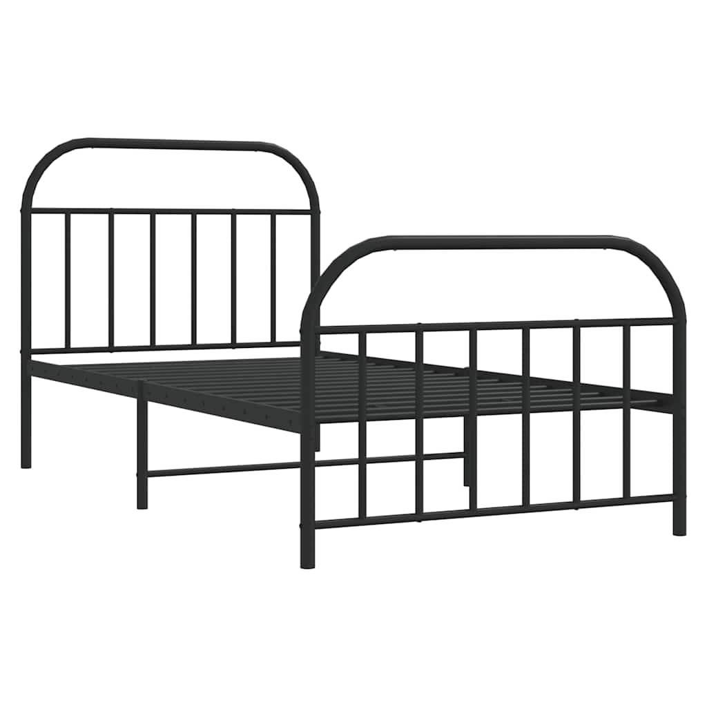Sengeramme i metall med hode- og fotgavl svart 100x200 cm vidaXL