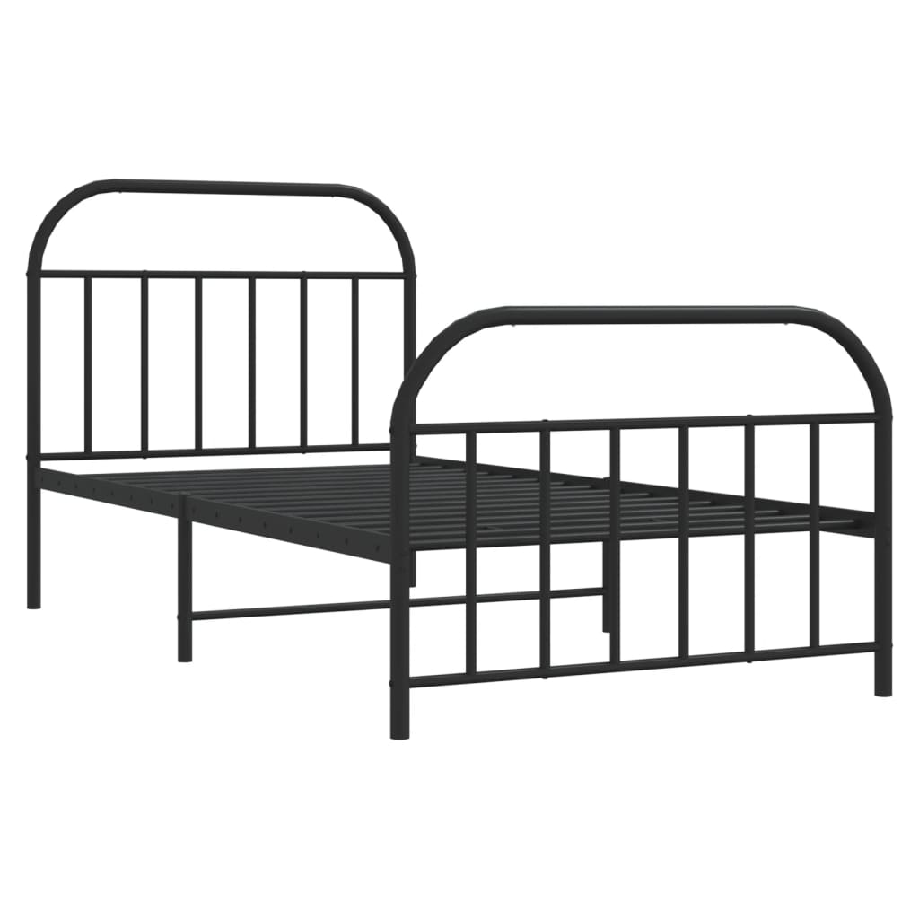 Sengeramme i metall med hode- og fotgavl svart 107x203 cm