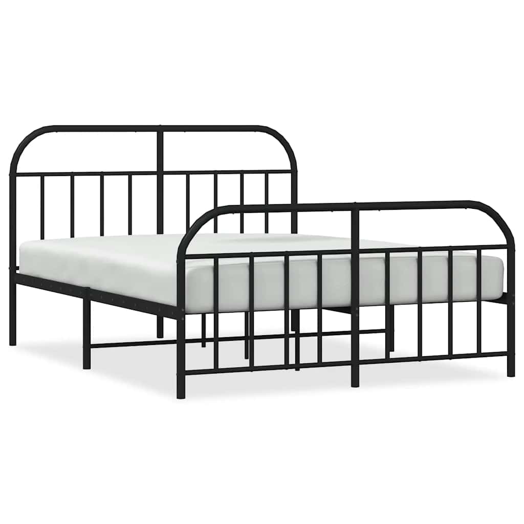 Sengeramme i metall med hode- og fotgavl svart 150x200 cm