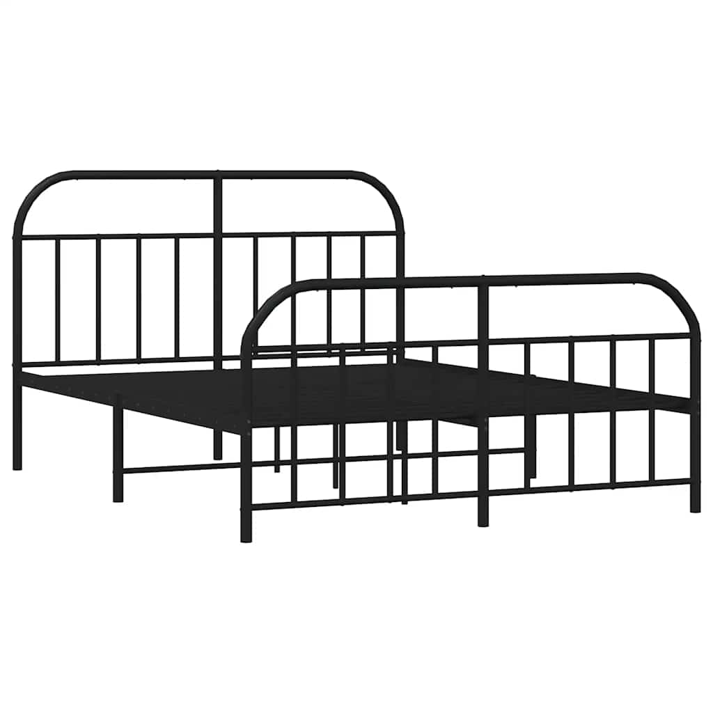 Sengeramme i metall med hode- og fotgavl svart 150x200 cm