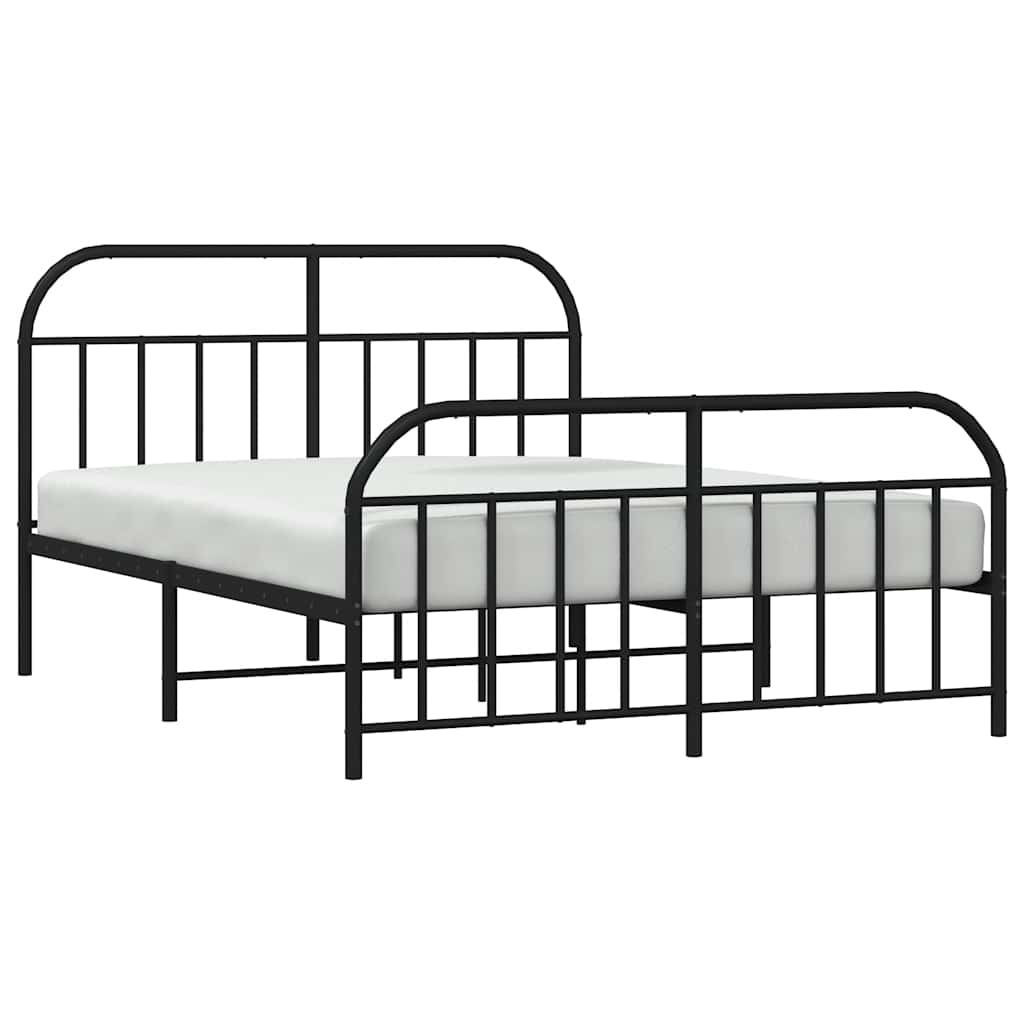 Sengeramme i metall med hode- og fotgavl svart 150x200 cm