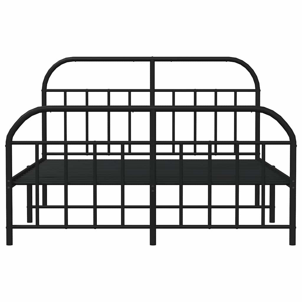 Sengeramme i metall med hode- og fotgavl svart 150x200 cm
