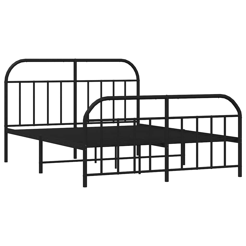 Sengeramme i metall med hode- og fotgavl svart 183x213 cm vidaXL