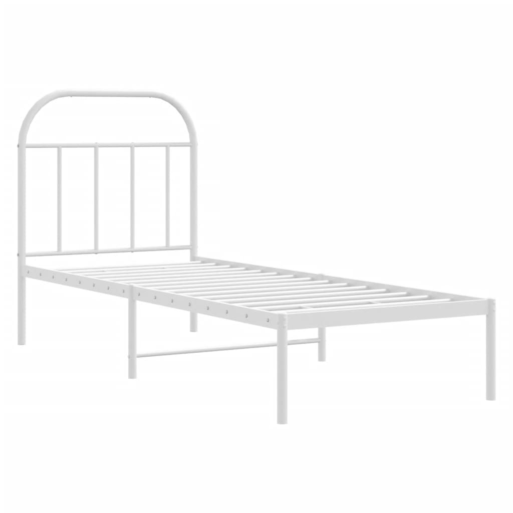 Sengeramme i metall uten madrass med hodegavl hvit 75x190 cm