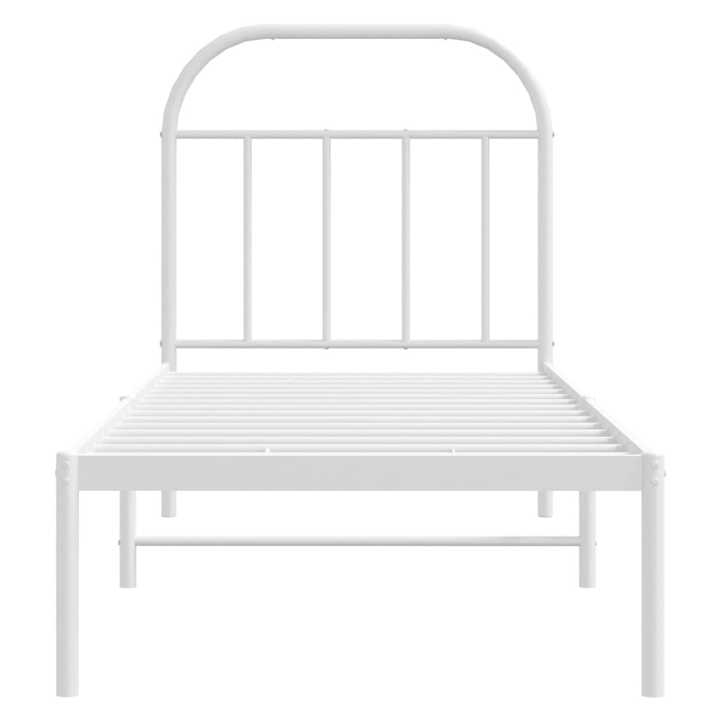 Sengeramme i metall uten madrass med hodegavl hvit 75x190 cm