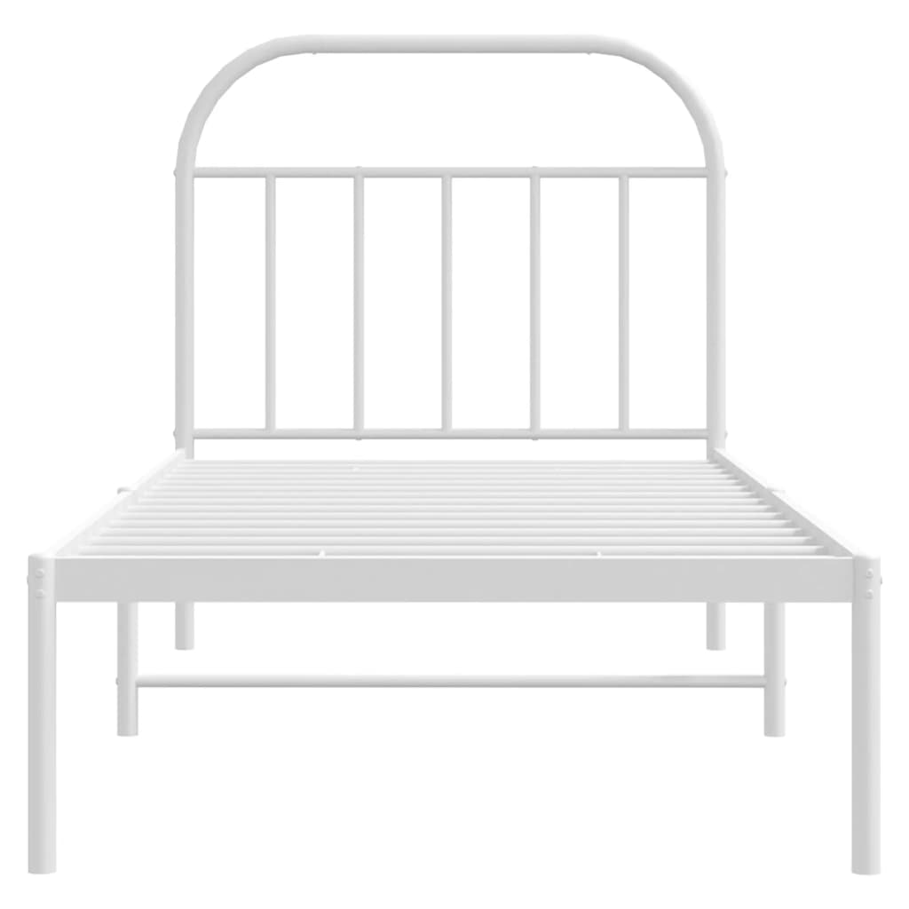 Sengeramme i metall med hodegavl hvit 90x200 cm vidaXL