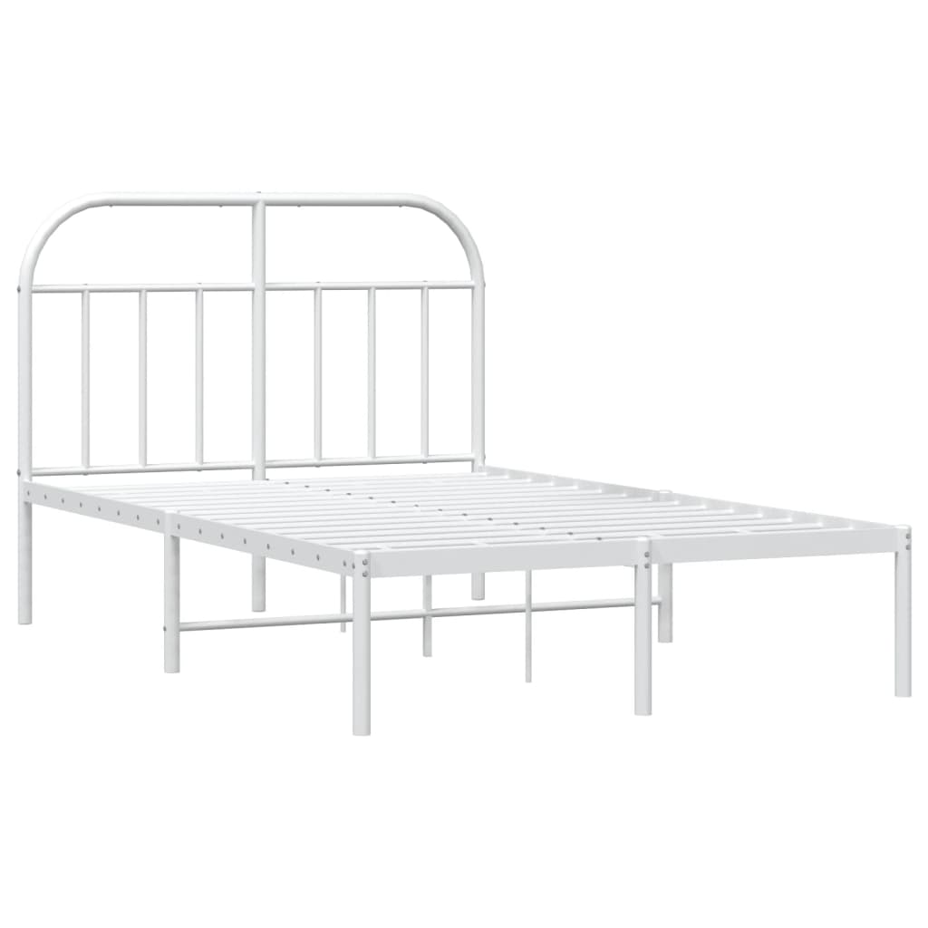 Sengeramme i metall med hodegavl hvit 120x190 cm