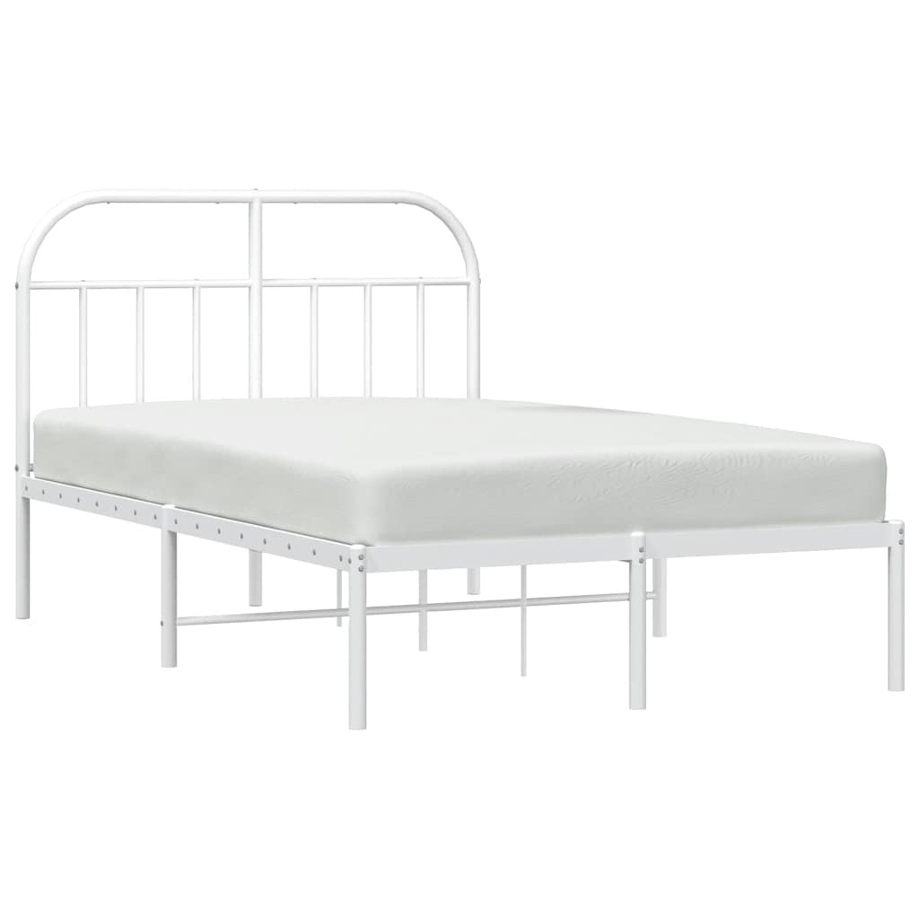 Sengeramme i metall med hodegavl hvit 135x190 cm
