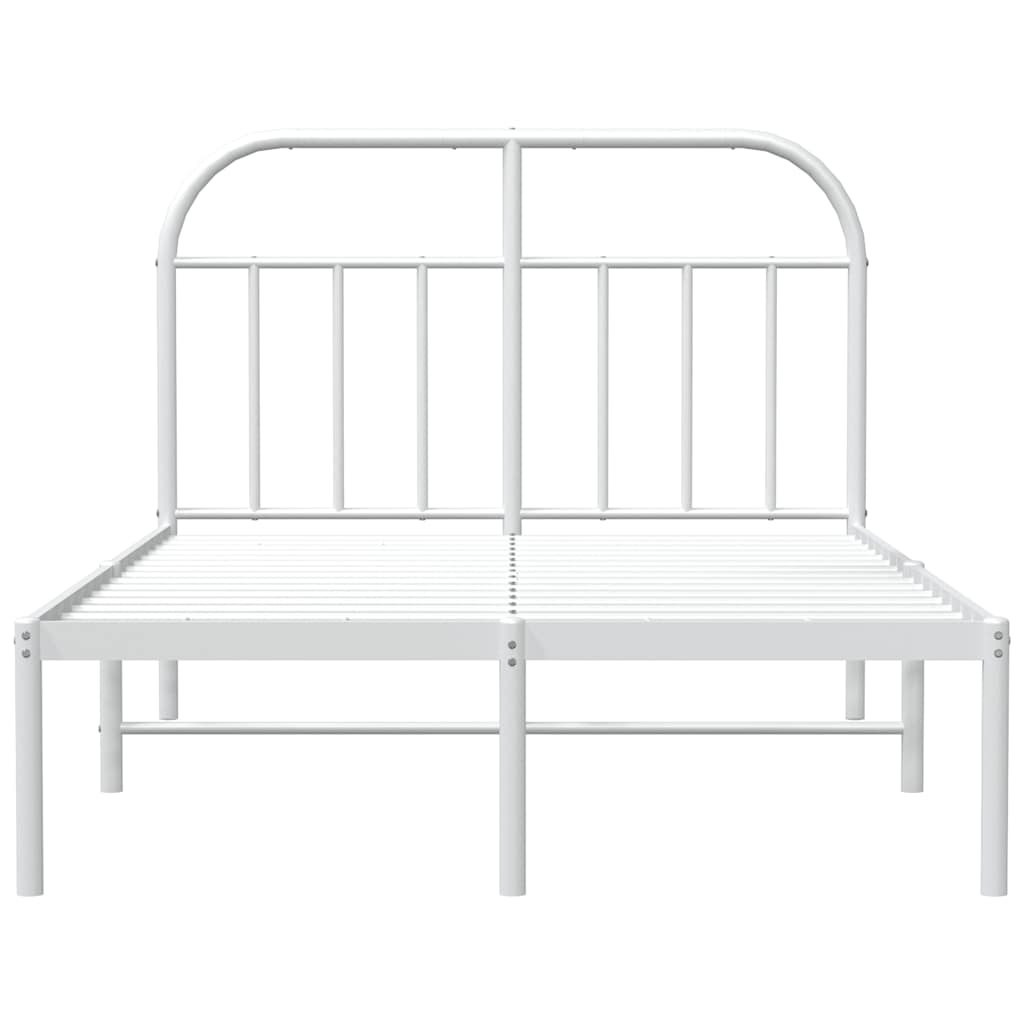 Sengeramme i metall med hodegavl hvit 135x190 cm