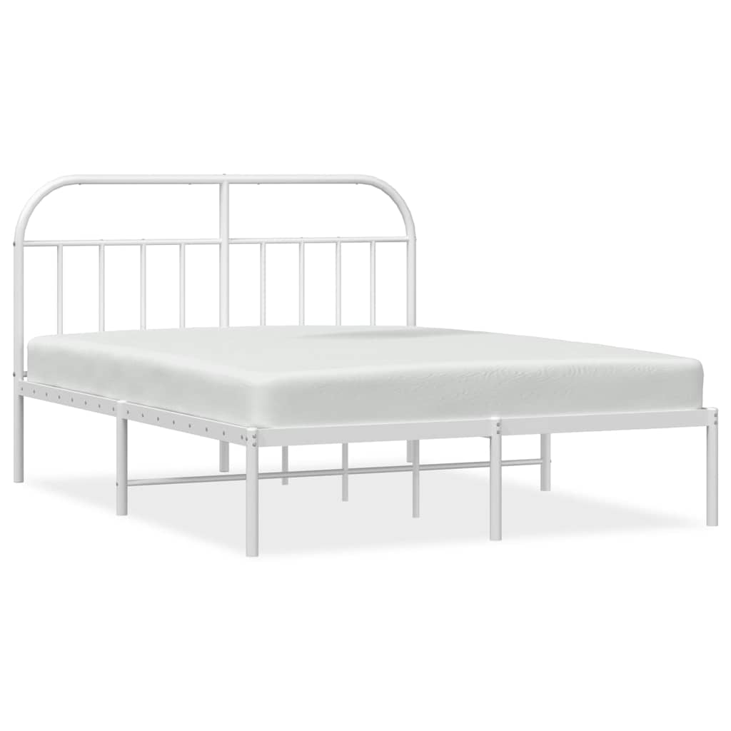 Sengeramme i metall med sengegavl hvit 150x200 cm vidaXL