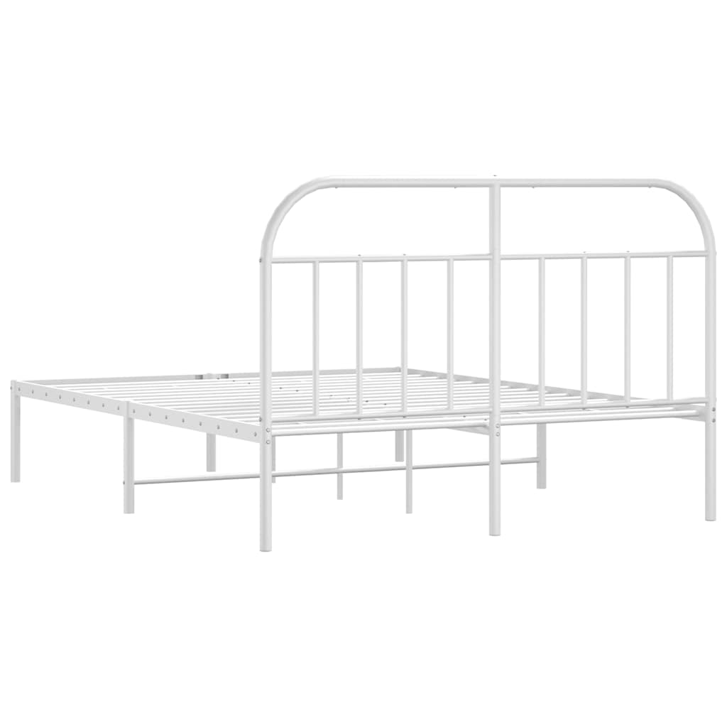 Sengeramme i metall med sengegavl hvit 150x200 cm vidaXL