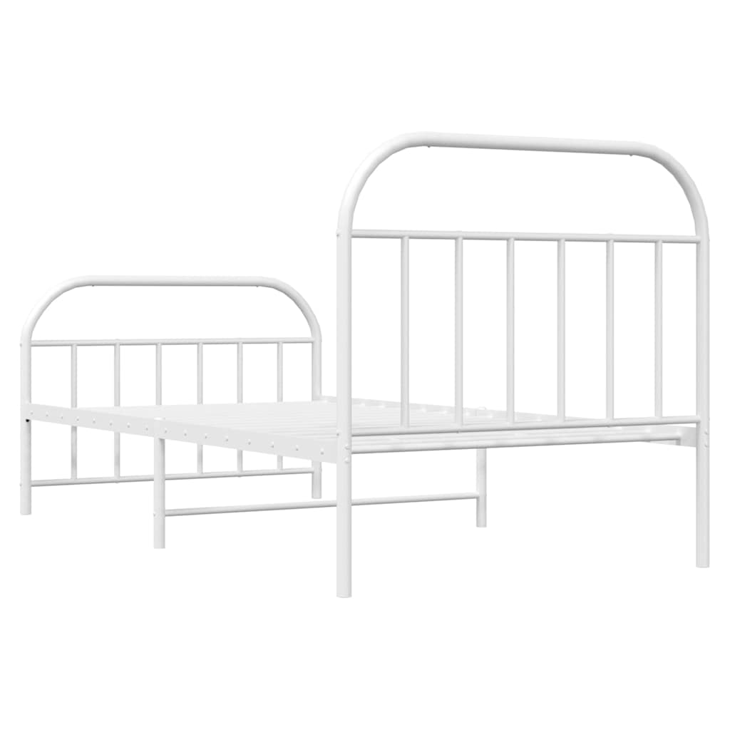 Sengeramme i metall med hode- og fotgavl hvit 100x190 cm