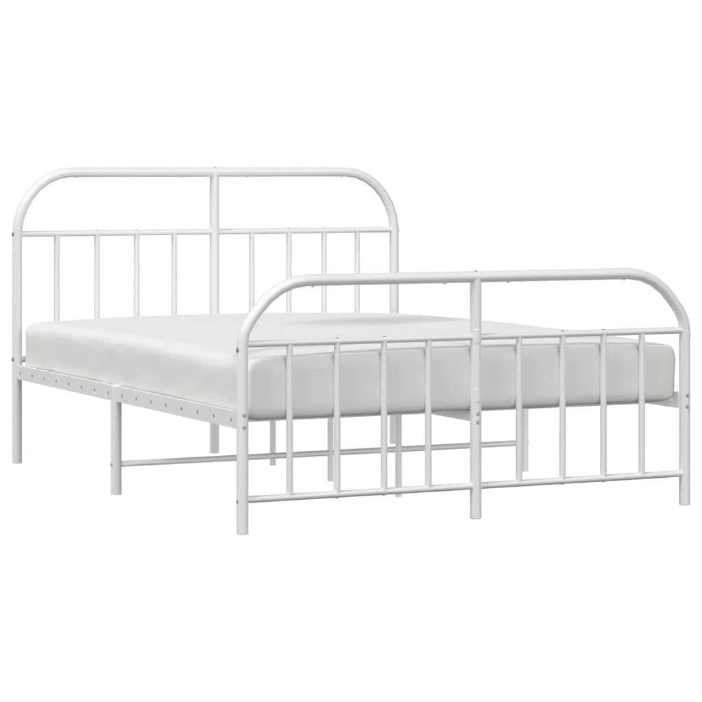 Sengeramme i metall med hode- og fotgavl hvit 150x200 cm