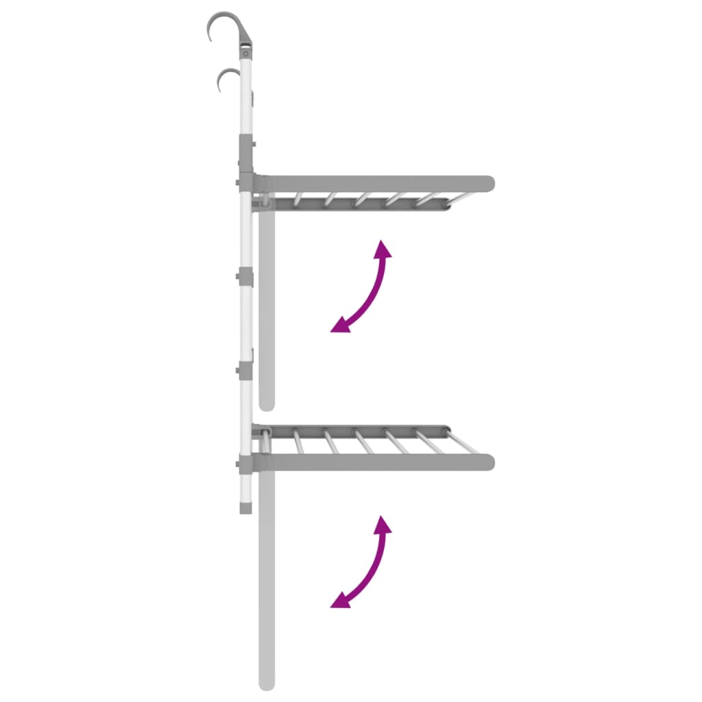 Tørkestativ for balkong 54x25x42 cm aluminium