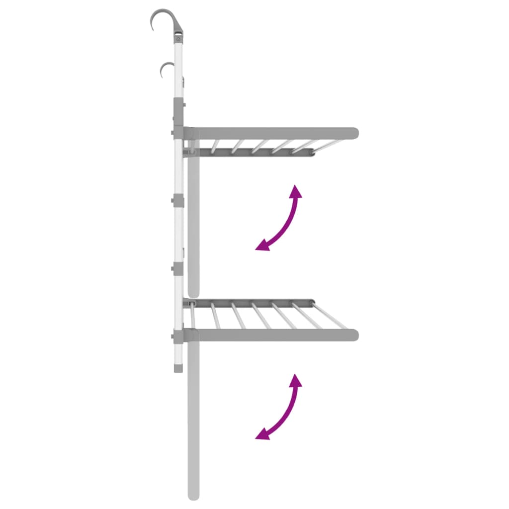 Tørkestativ for balkong 89x25x(60-95) cm aluminium