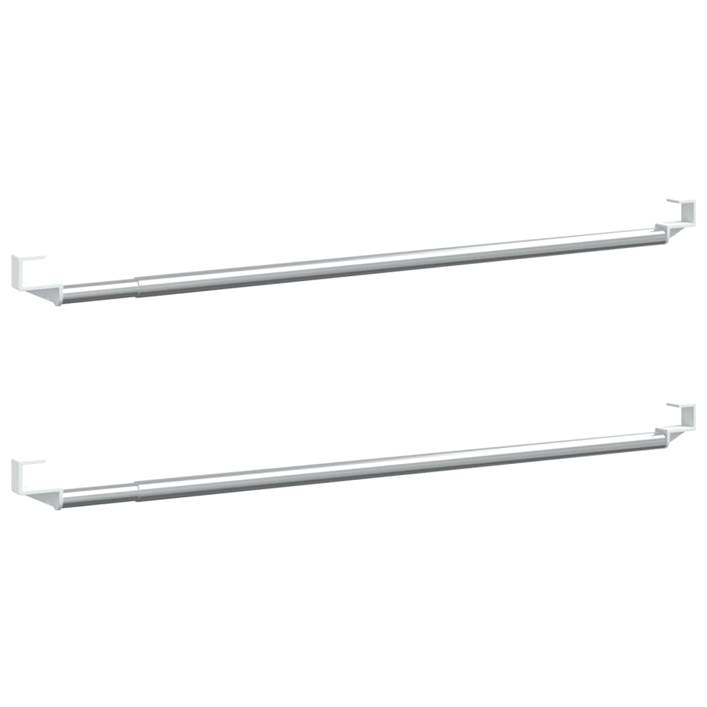 Gardinstenger 2 stk hvit og sølv 40-60 cm aluminium