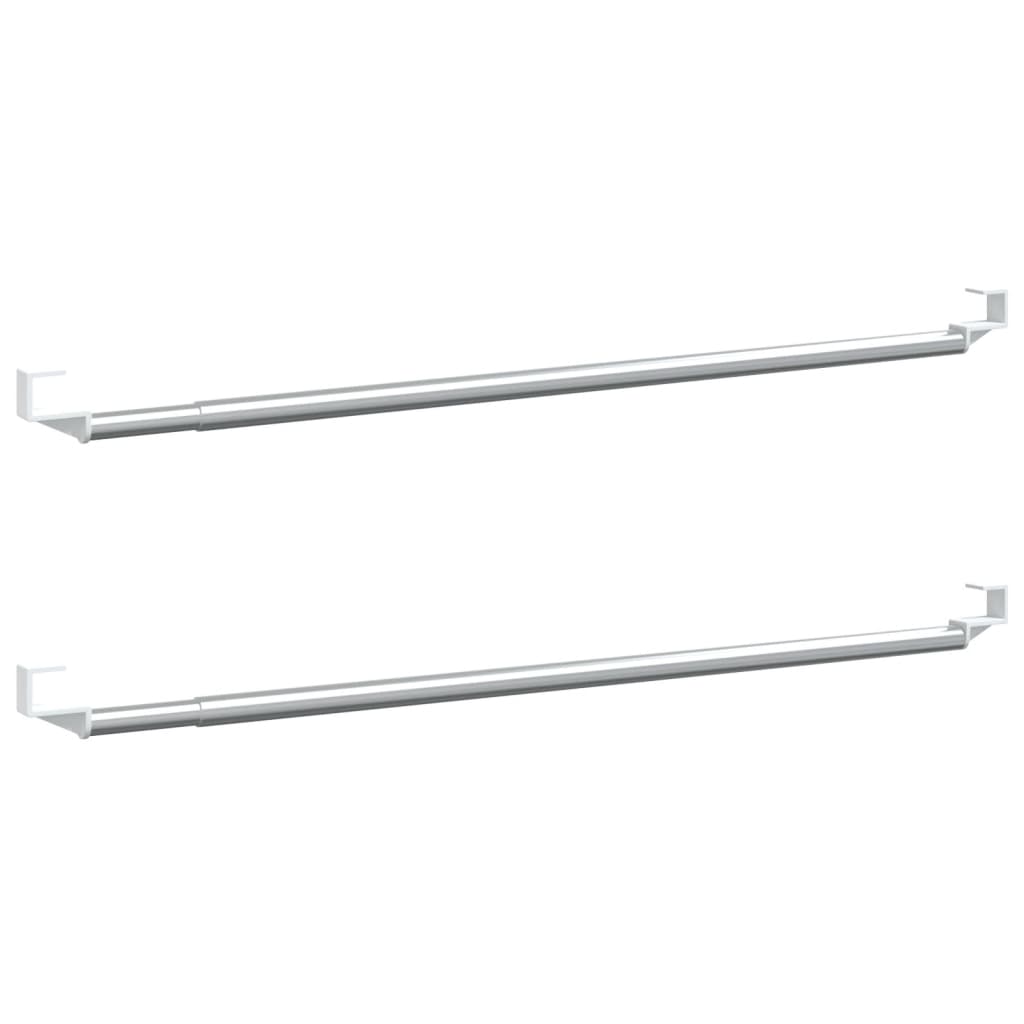 Gardinstenger 2 stk hvit og sølv 60-105 cm aluminium