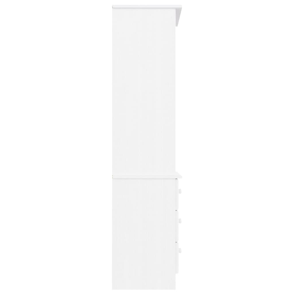 Bokhylle med skuffer ALTA hvit 60x35x142 cm heltre furu