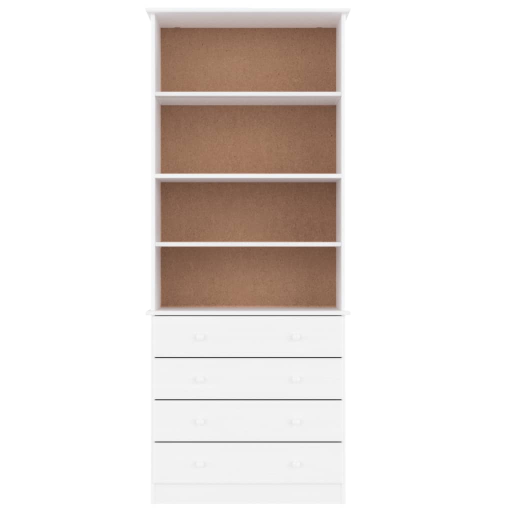 Bokhylle med skuffer ALTA hvit 77x35x186,5 cm heltre furu