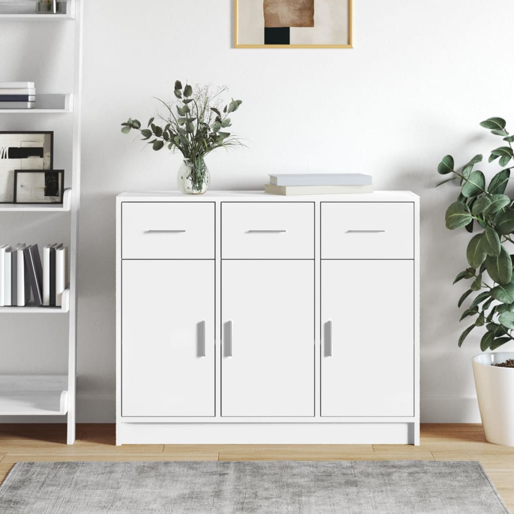 Skjenk hvit 91x28x75 cm konstruert tre