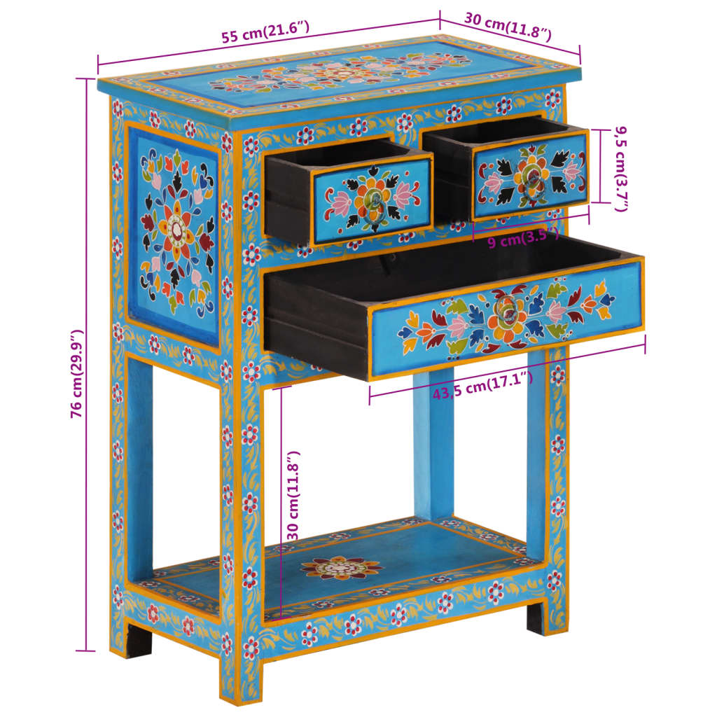 Skjenk turkis 55x30x76 cm heltre mango