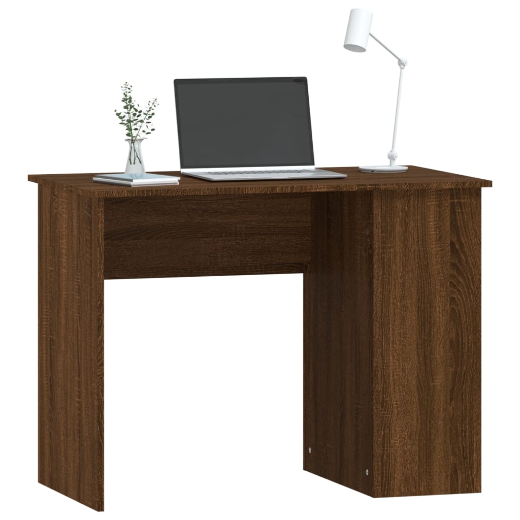 Skrivebord brun eik 100x55x75 cm konstruert tre