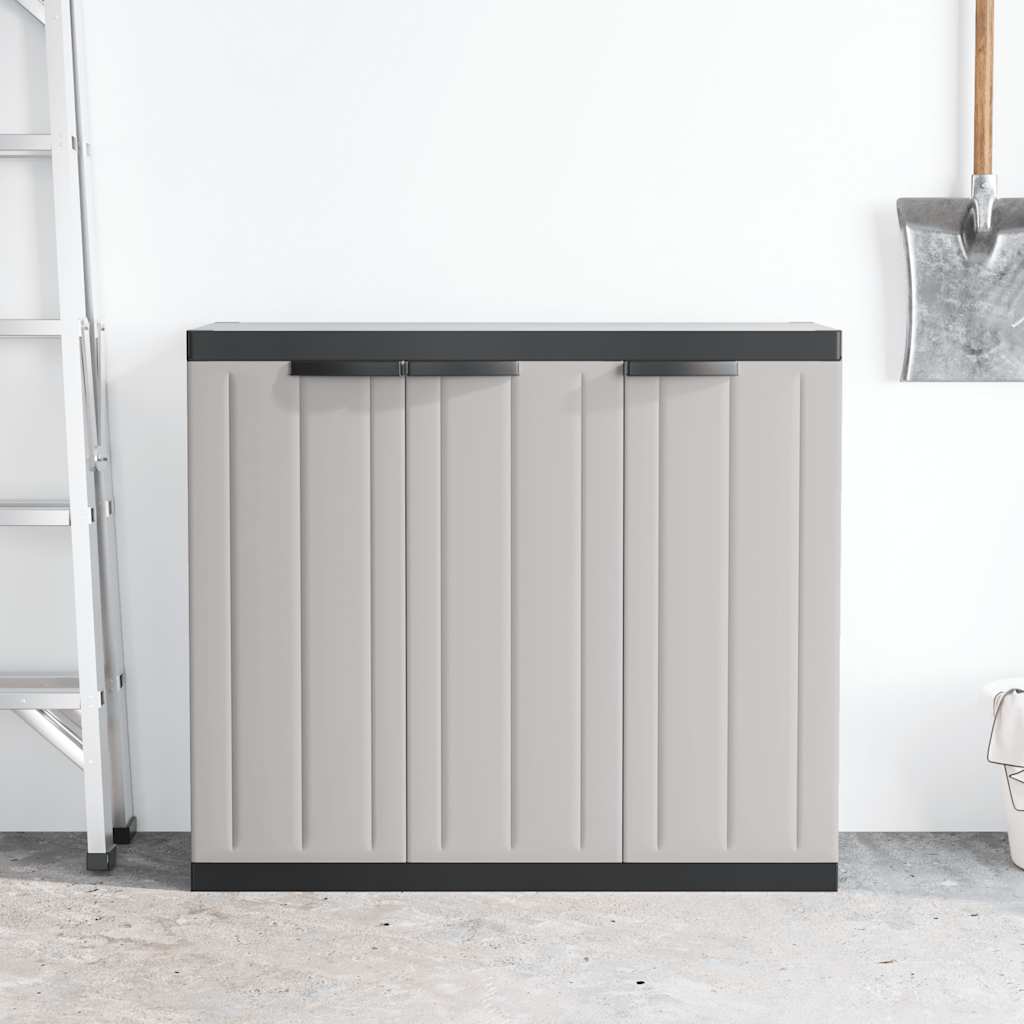 Oppbevaringsskap for hage grå og svart 97x37x85 cm PP
