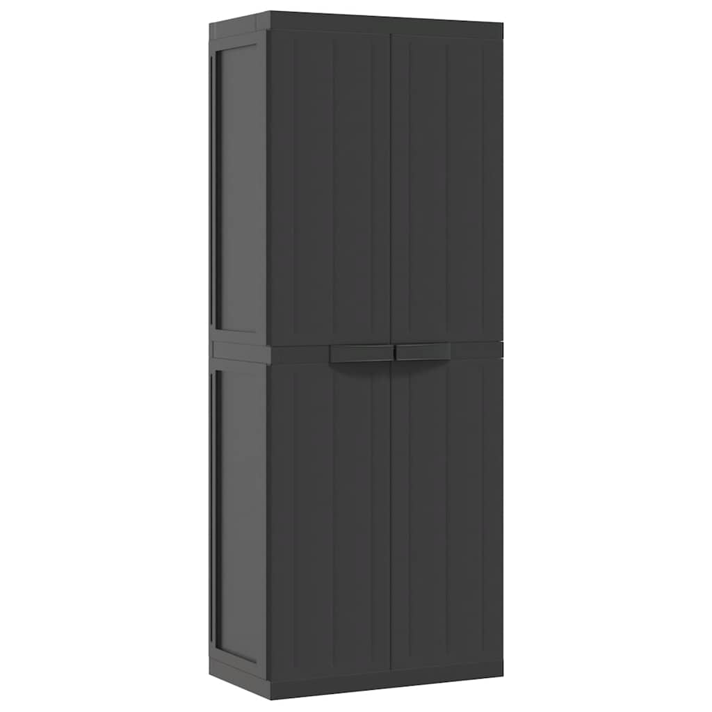 Oppbevaringsskap for hage svart 65x37x165 cm PP