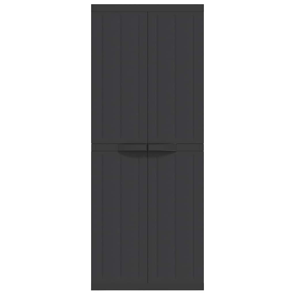 Oppbevaringsskap for hage svart 65x37x165 cm PP