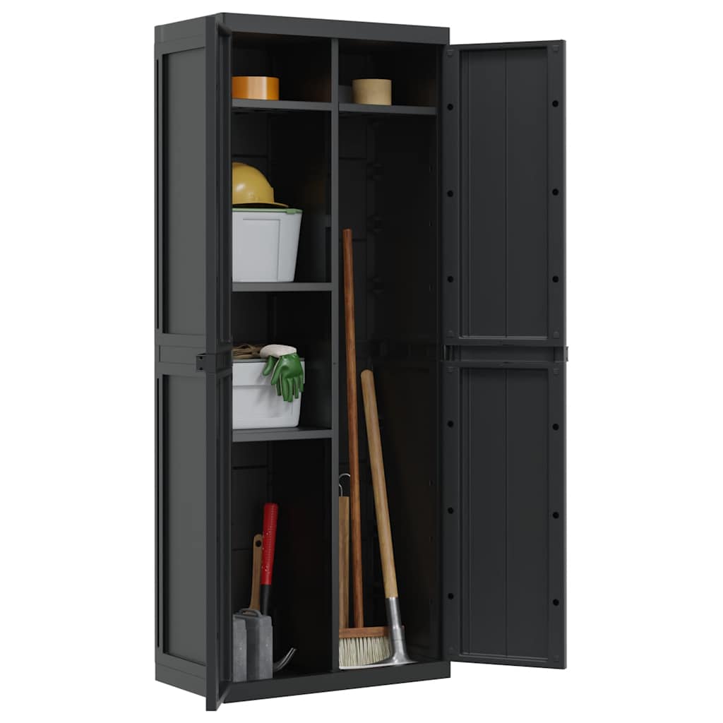 Oppbevaringsskap for hage svart 65x37x165 cm PP vidaXL