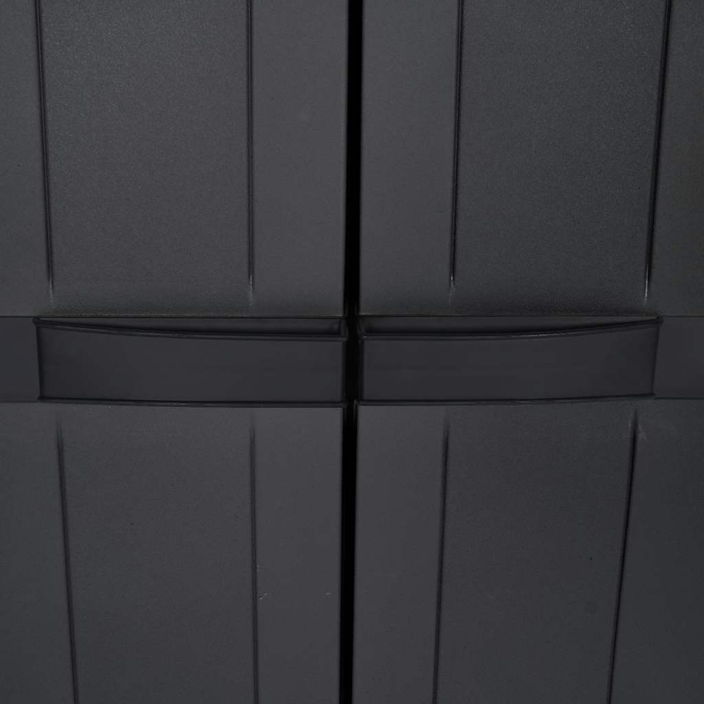 Oppbevaringsskap for hage svart 65x37x165 cm PP vidaXL