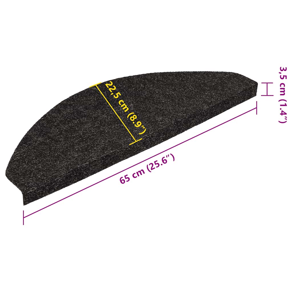 Selvklebende trappematter 10 stk antrasitt 65x22,5x3,5 cm