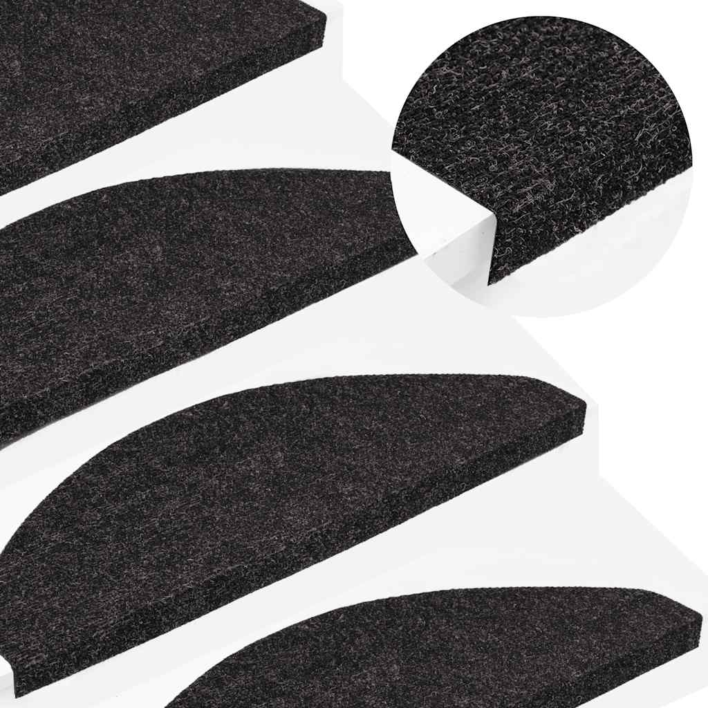 Selvklebende trappematter 10 stk antrasitt 65x22,5x3,5 cm