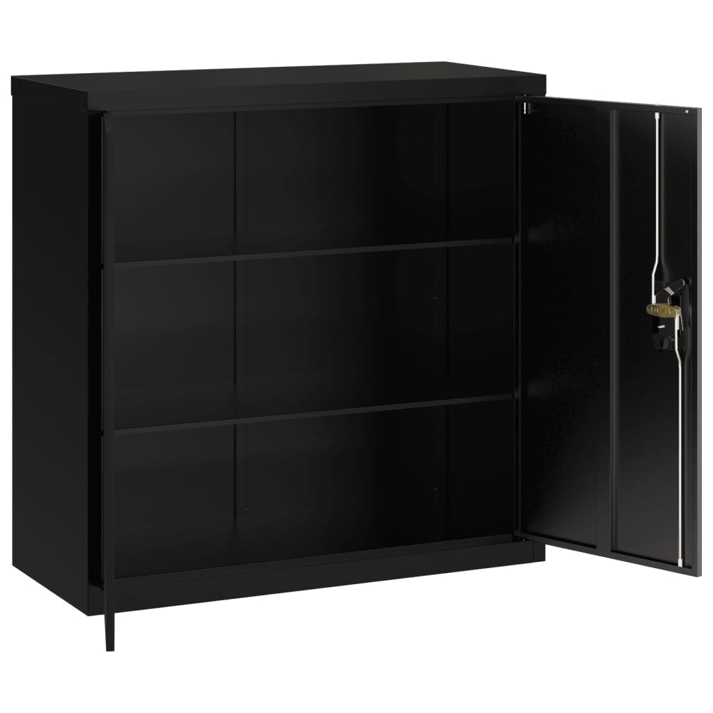 Arkivskap svart 90x40x130 cm stål vidaXL