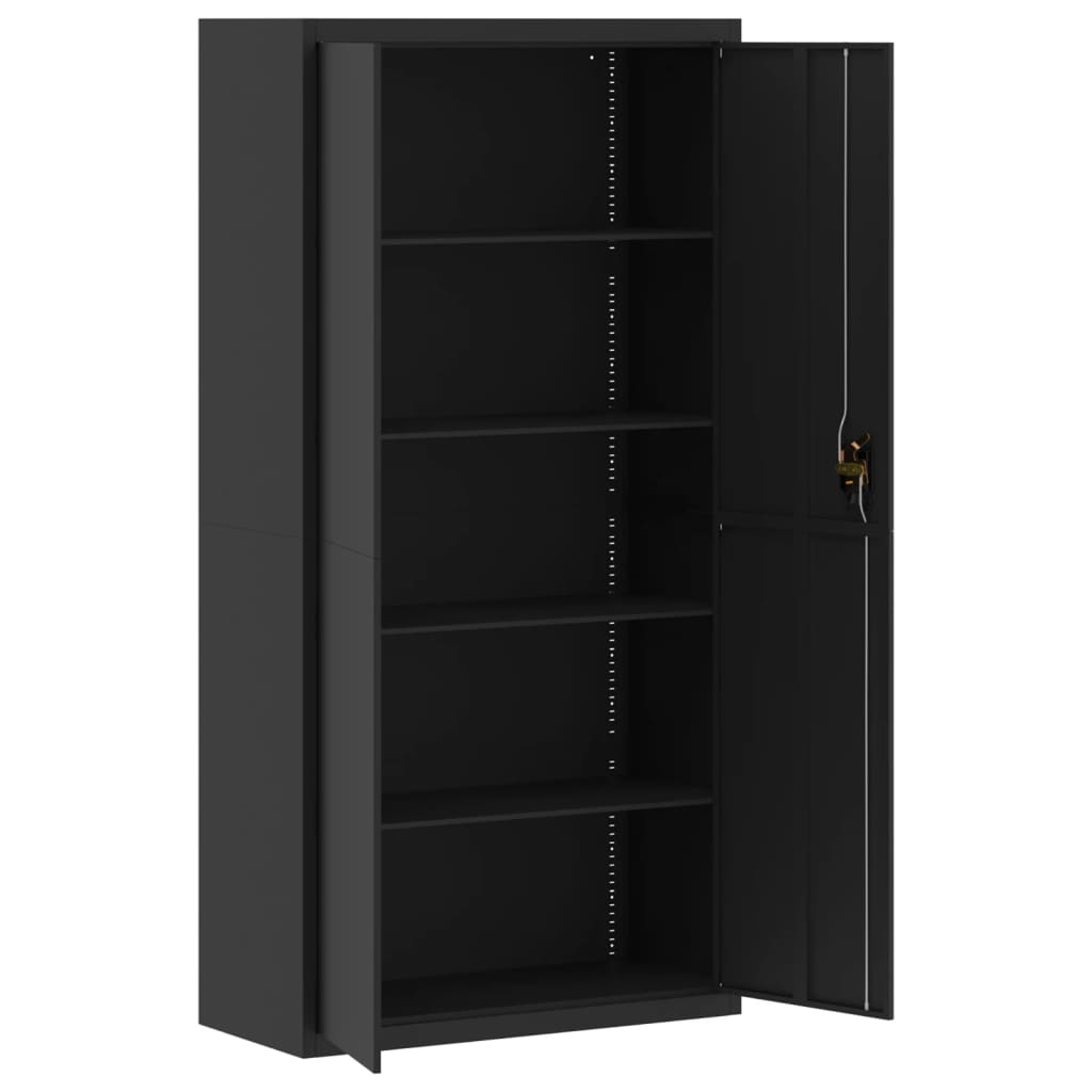 Arkivskap svart 90x40x220 cm stål vidaXL