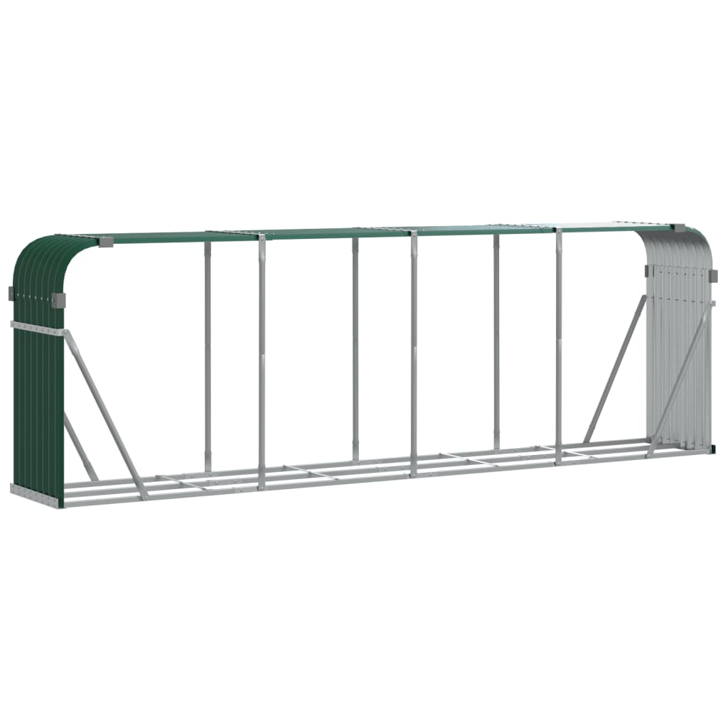 Vedstativ grønn 300x45x100 cm galvanisert stål
