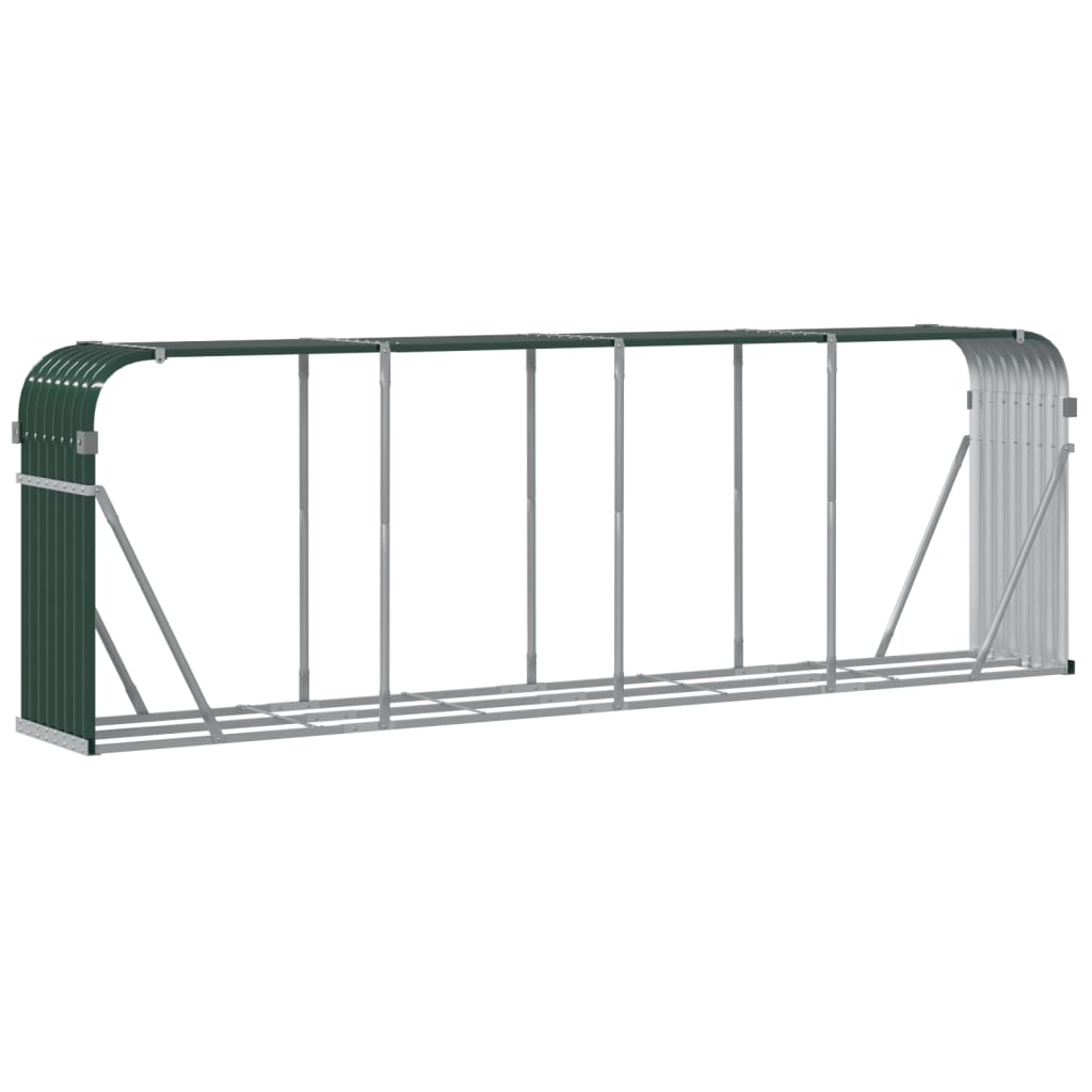 Vedstativ grønn 300x45x100 cm galvanisert stål