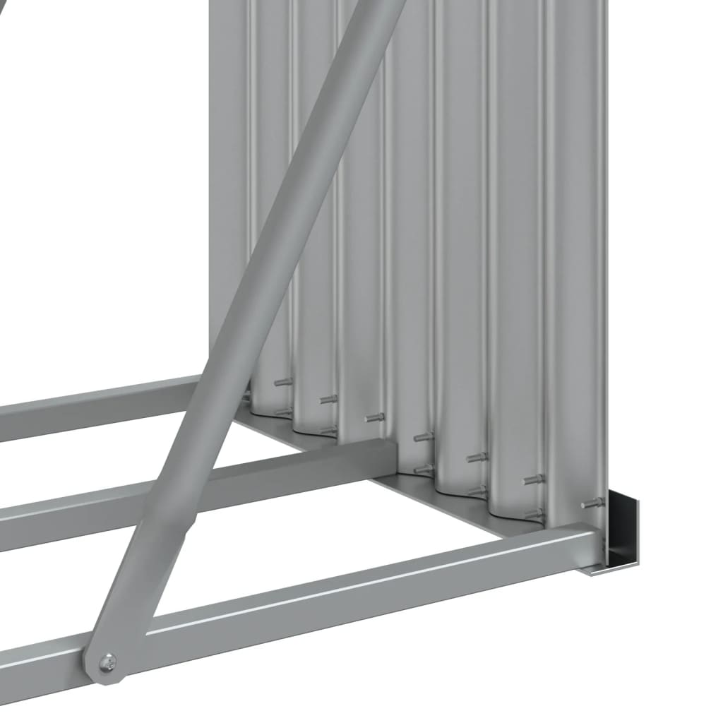 Vedstativ lysegrå 300x45x100 cm galvanisert stål