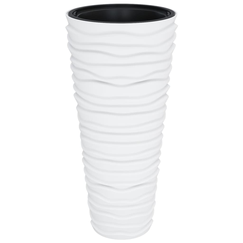 Plantekasse med avtakbar potte hvit 18 / 45 L PP rillet vidaXL