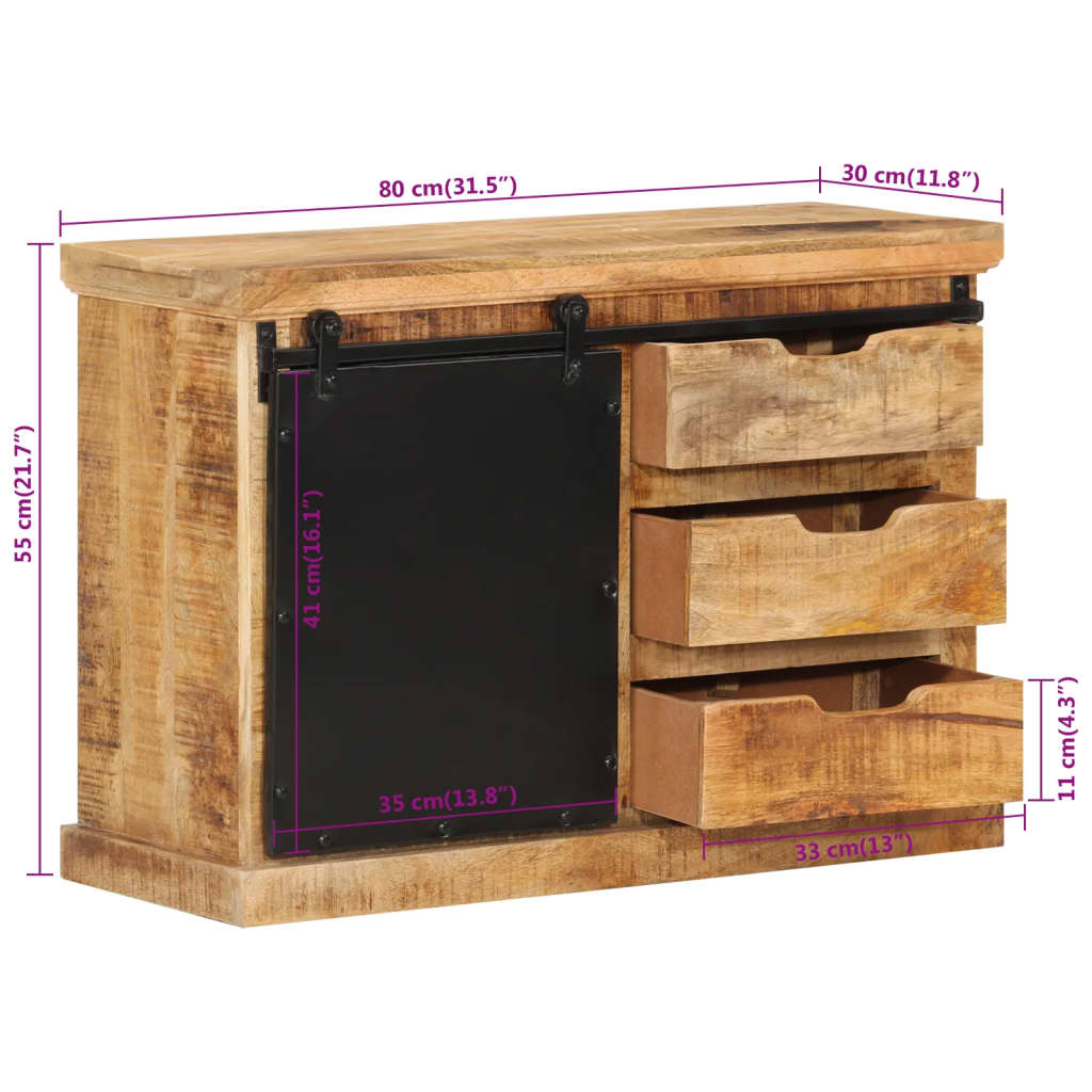 Skjenk 80x30x55 cm grov heltre mango
