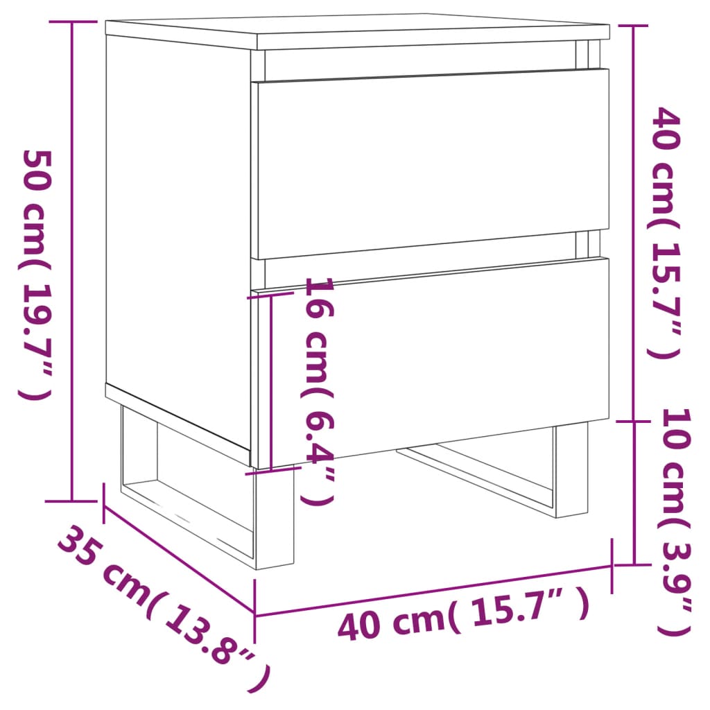 Nattbord røkt eik 40x35x50 cm konstruert tre