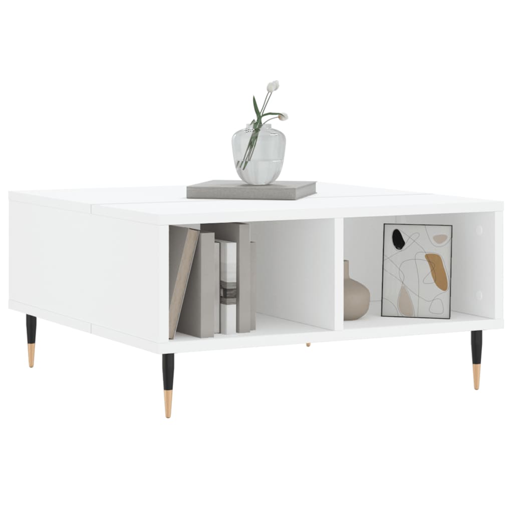 Sofabord hvit 60x60x30 cm konstruert tre