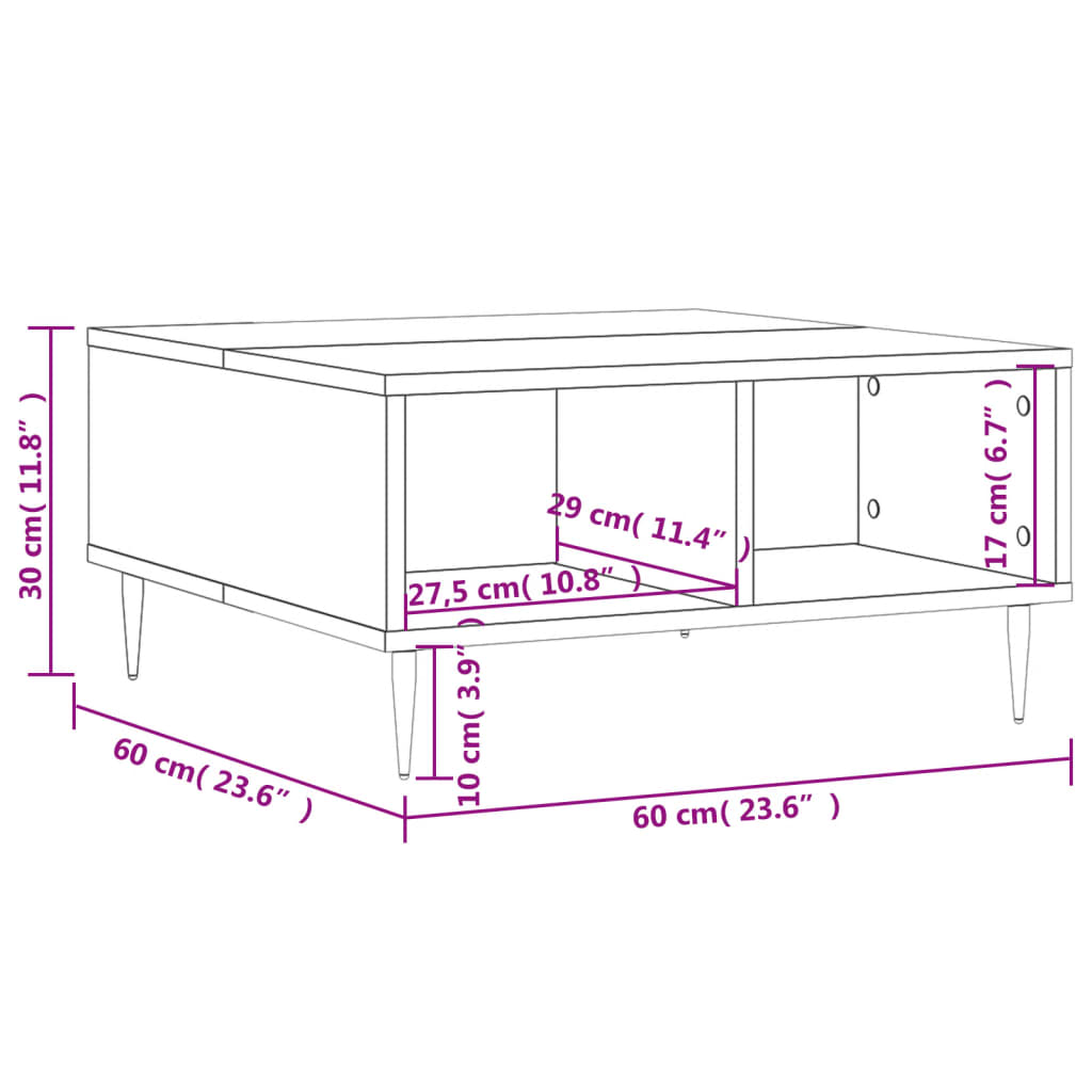 Salongbord svart 60x60x30 cm konstruert tre