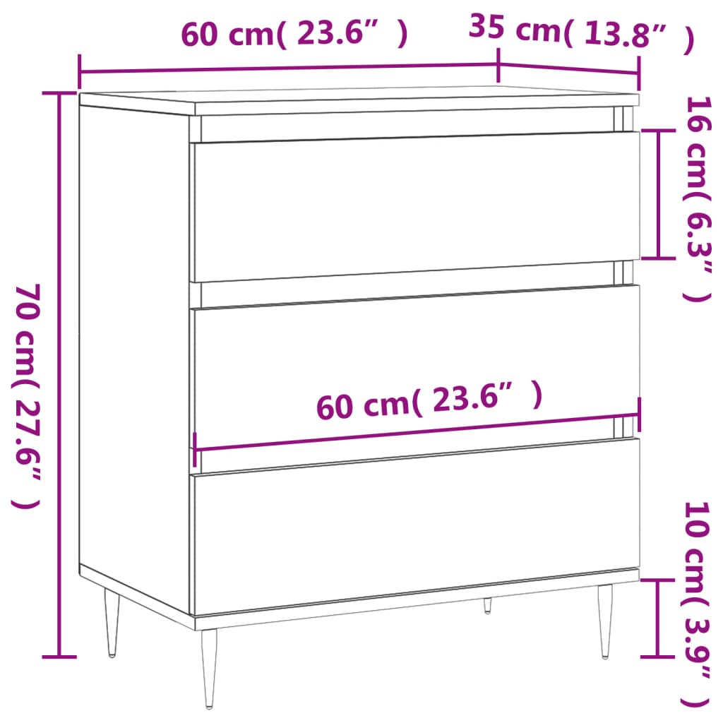 Skjenk røkt eik 60x35x70 cm konstruert tre