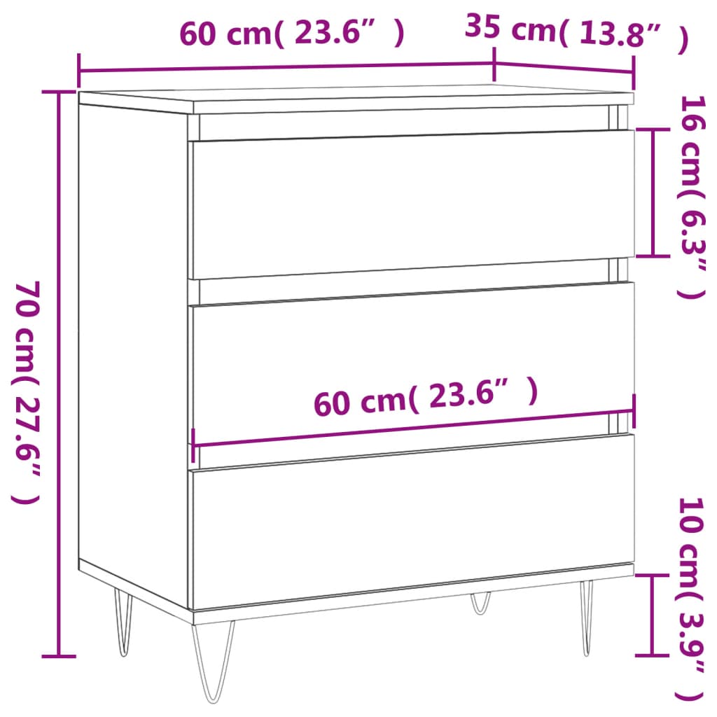 Skjenk sonoma eik 60x35x70 cm konstruert tre
