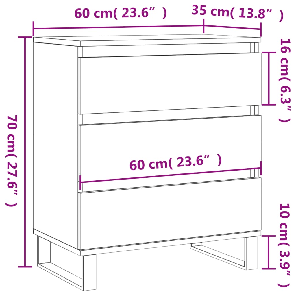 Skjenk røkt eik 60x35x70 cm konstruert tre