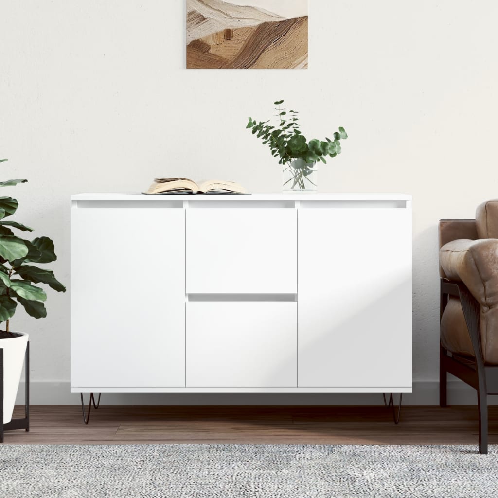 Skjenk hvit 101,5x35x70 cm konstruert tre