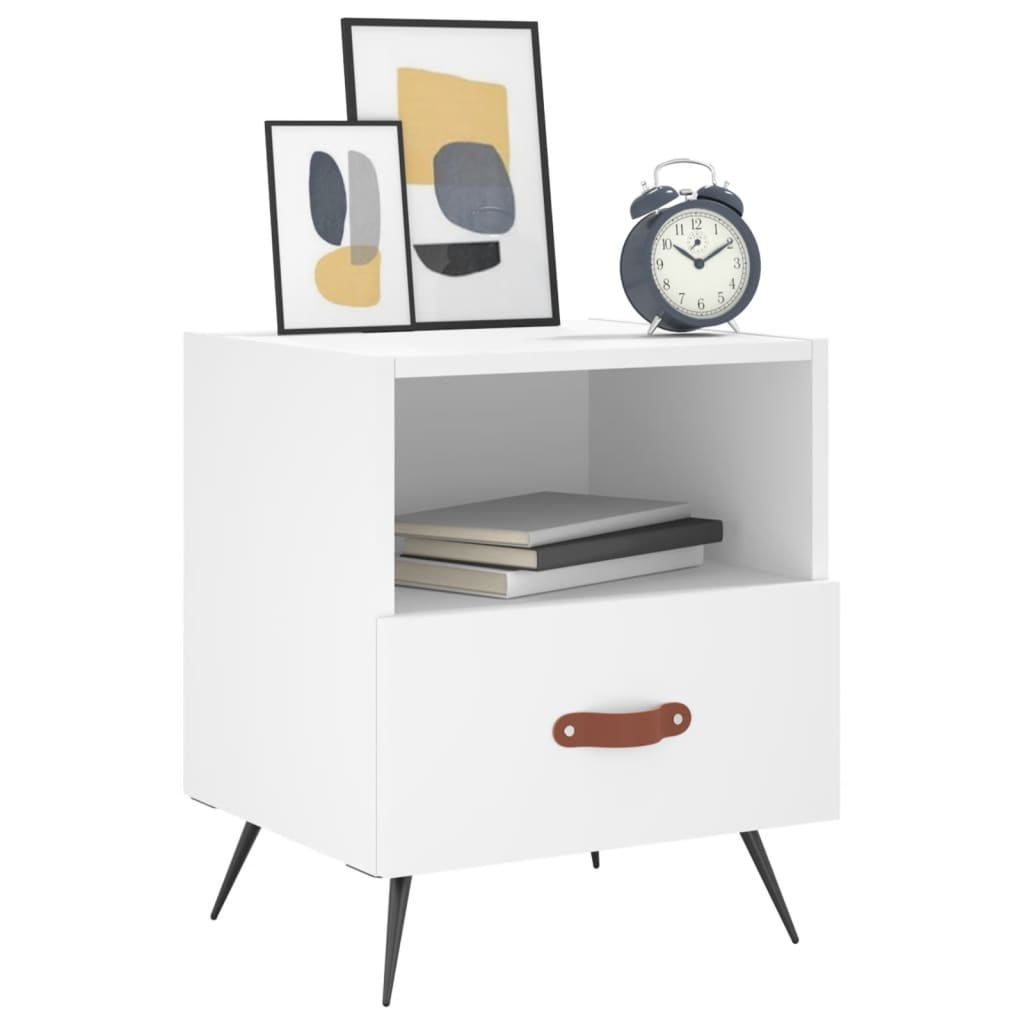 Nattbord hvit 40x35x47,5 cm konstruert tre vidaXL