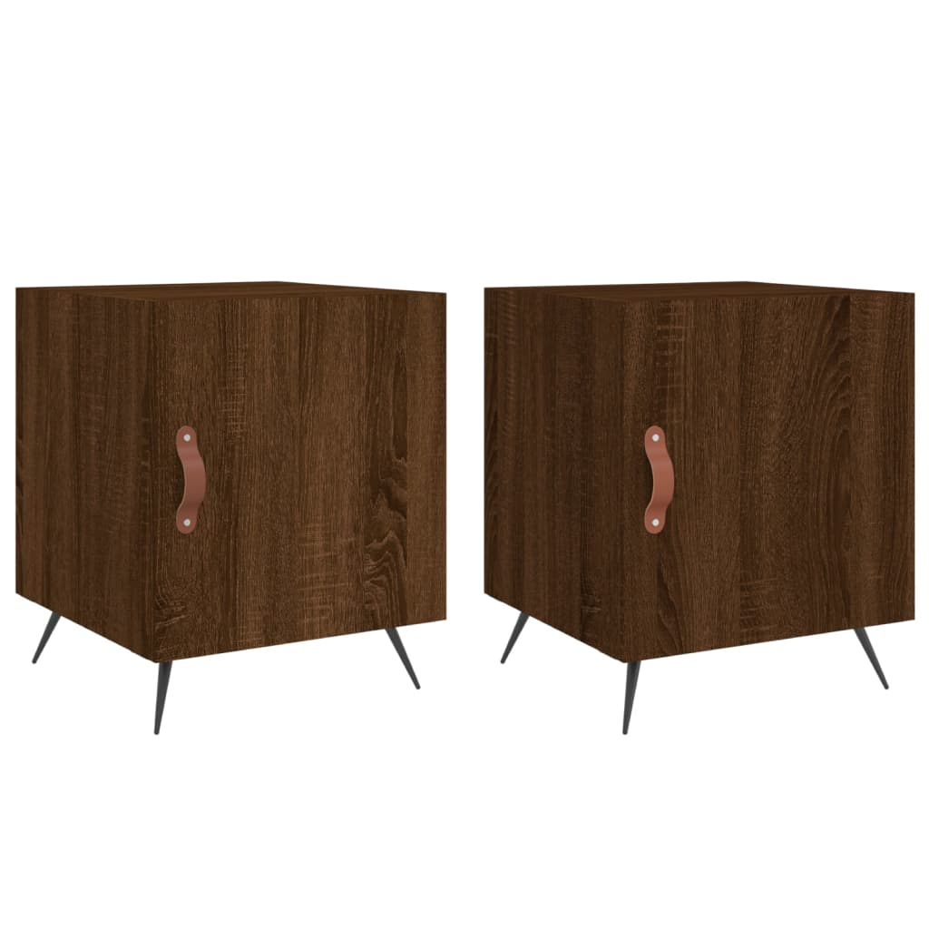 Nattbord 2 stk brun eik 40x40x50 cm konstruert tre