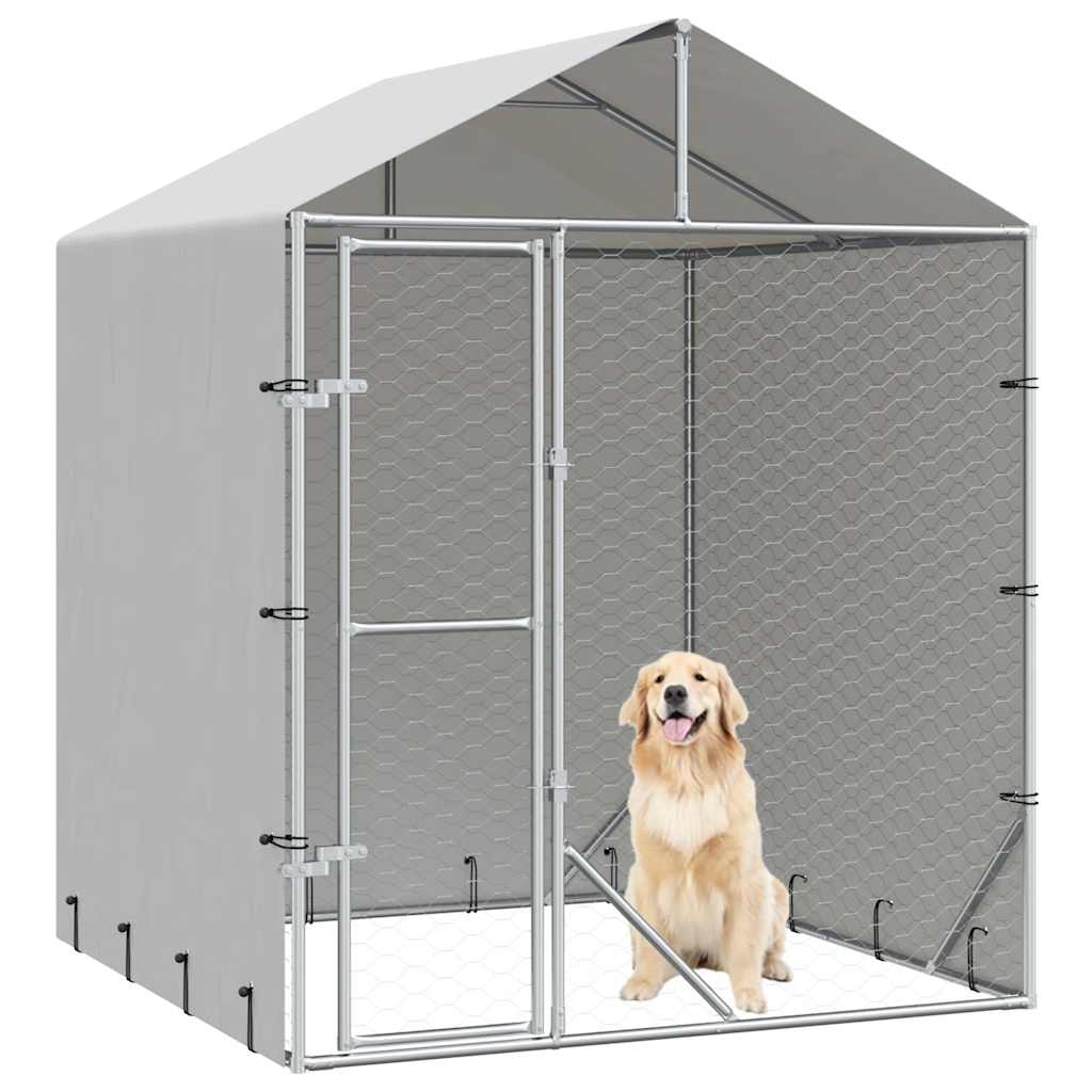 Utendørs hundekennel sølv 2x2x2,5 m galvanisert stål